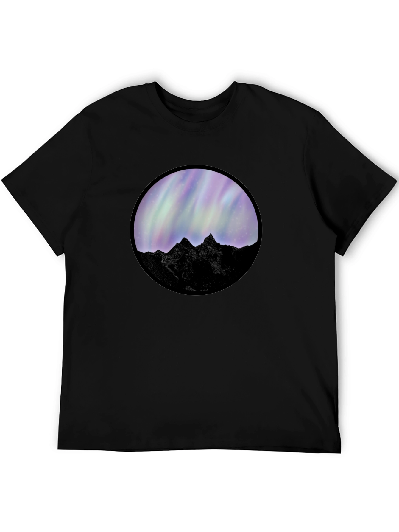 Northern Lights Mountain Graphic Tee - Black