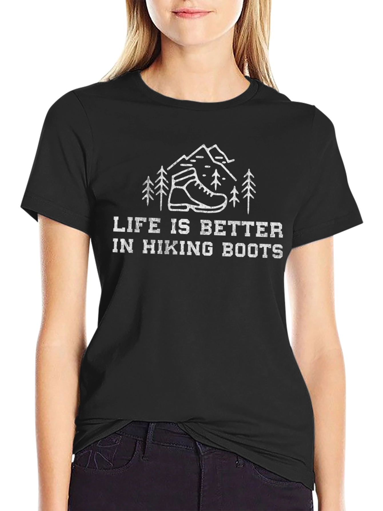 Life Is Better In Hiking Boots Black T-Shirt