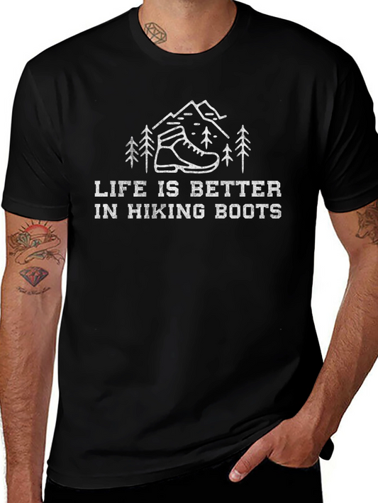 Life Is Better In Hiking Boots Black T-Shirt