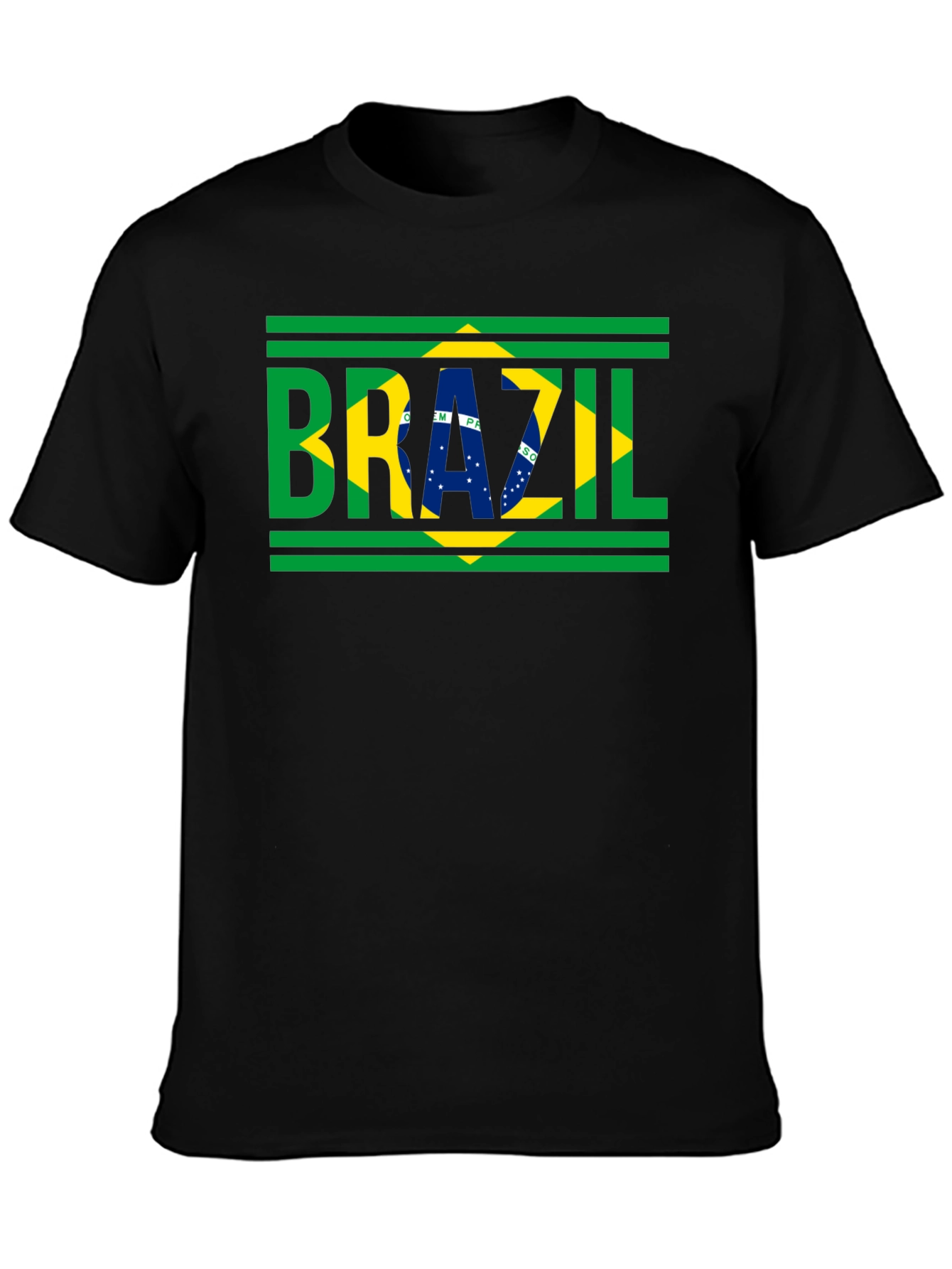 Brazil Flag T-Shirt - Black Cotton Tee