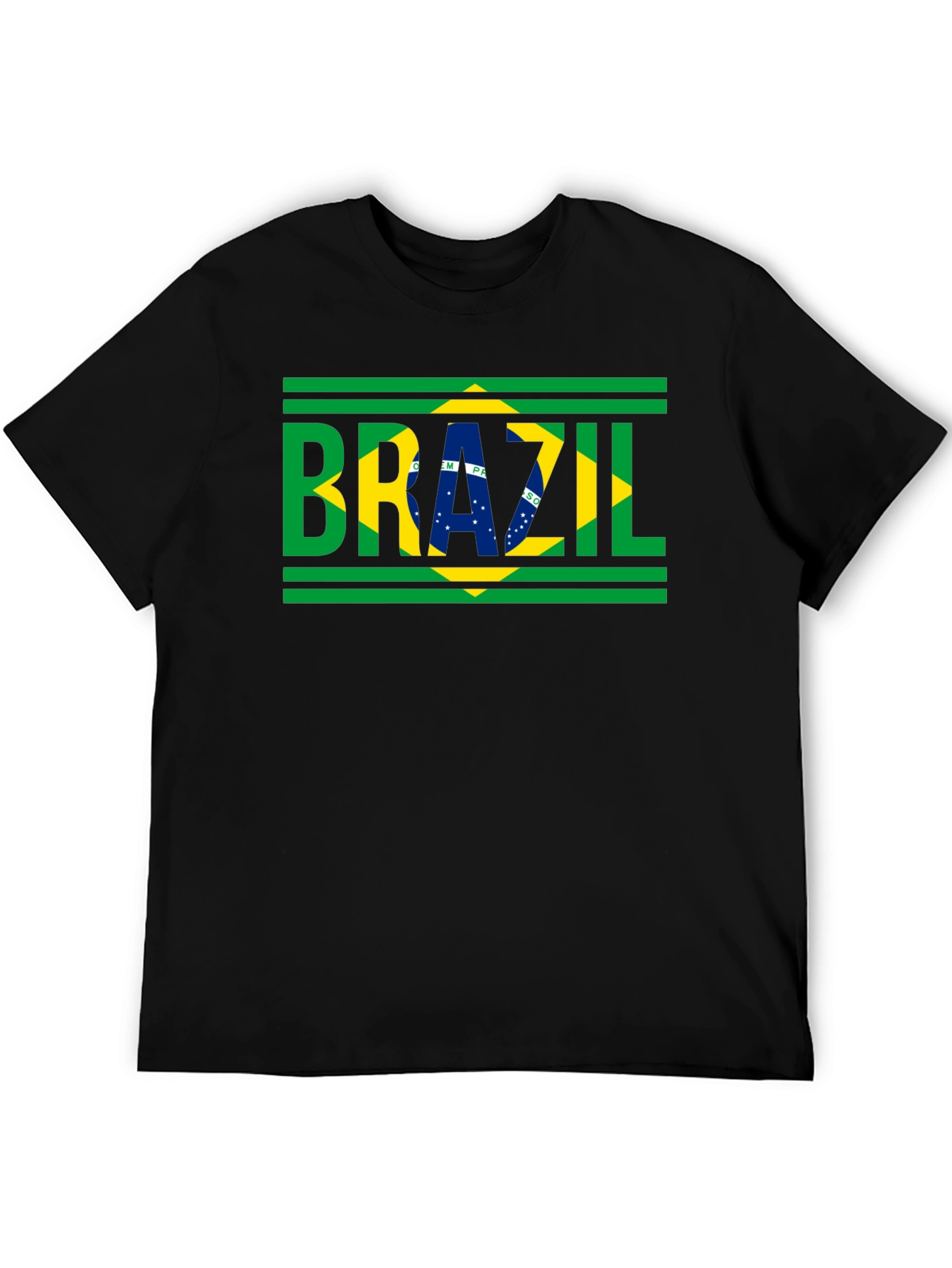 Brazil Flag T-Shirt - Black Cotton Tee