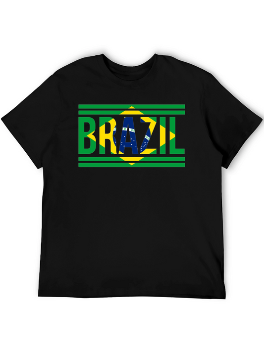 Brazil Flag T-Shirt - Black Cotton Tee