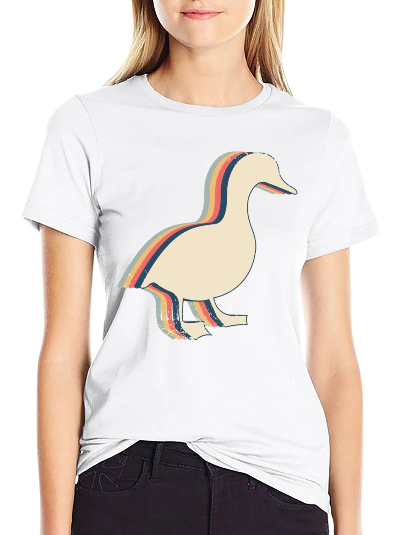 Retro Duck Graphic Tee - Black Cotton T-Shirt