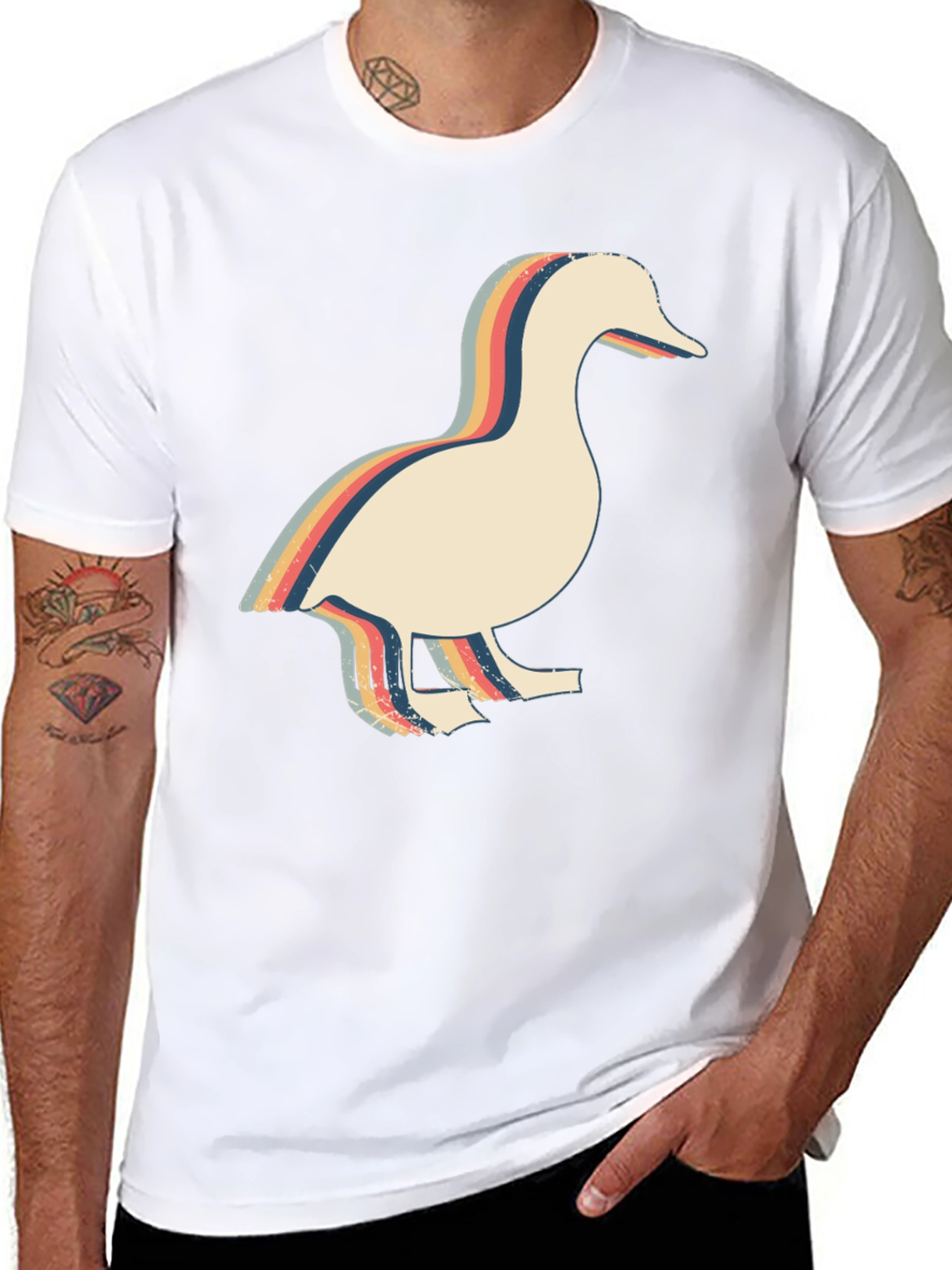 Retro Duck Graphic Tee - Black Cotton T-Shirt