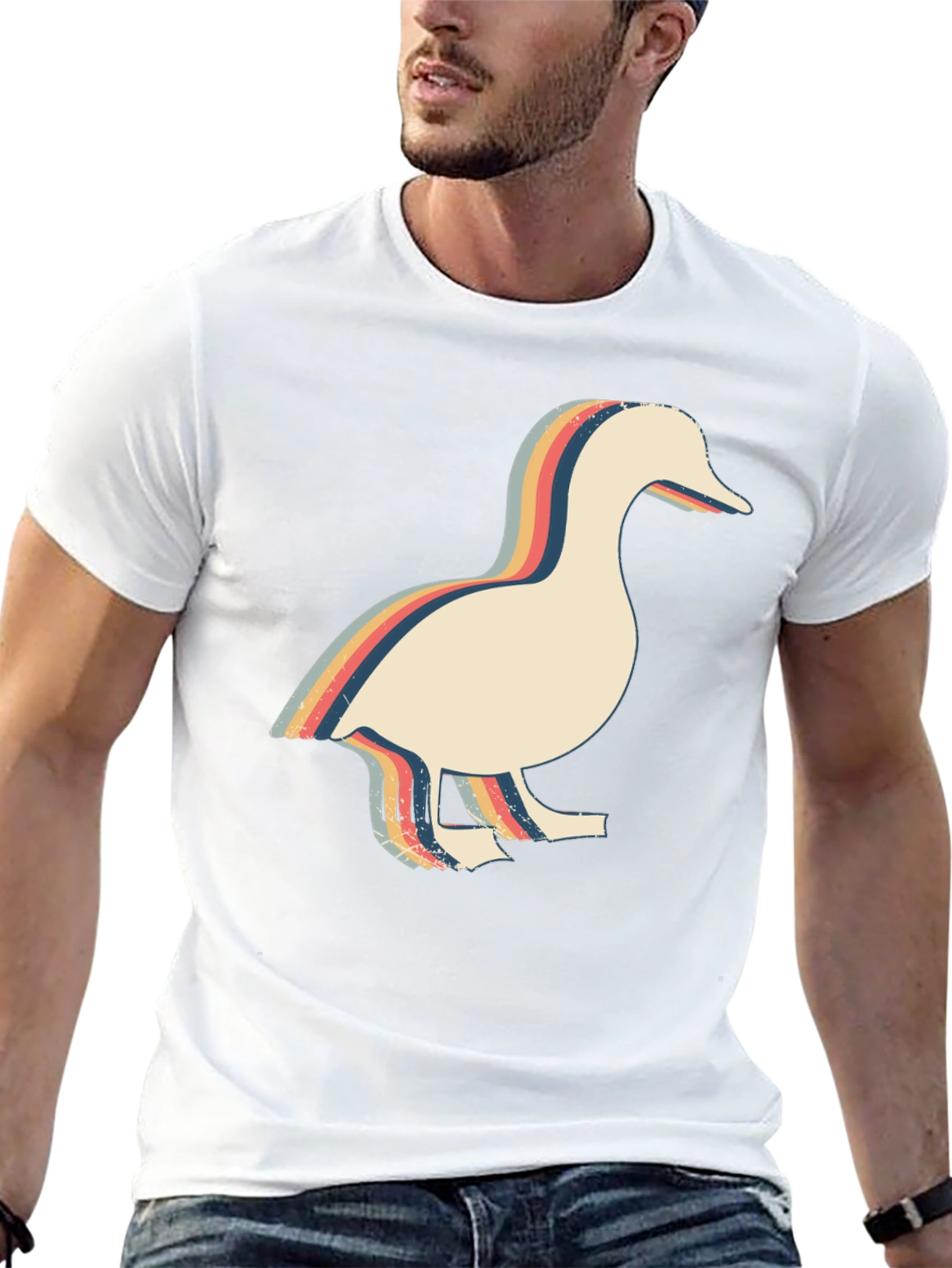 Retro Duck Graphic Tee - Black Cotton T-Shirt