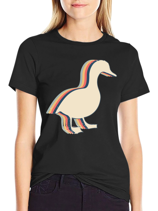 Retro Duck Graphic Tee - Black Cotton T-Shirt