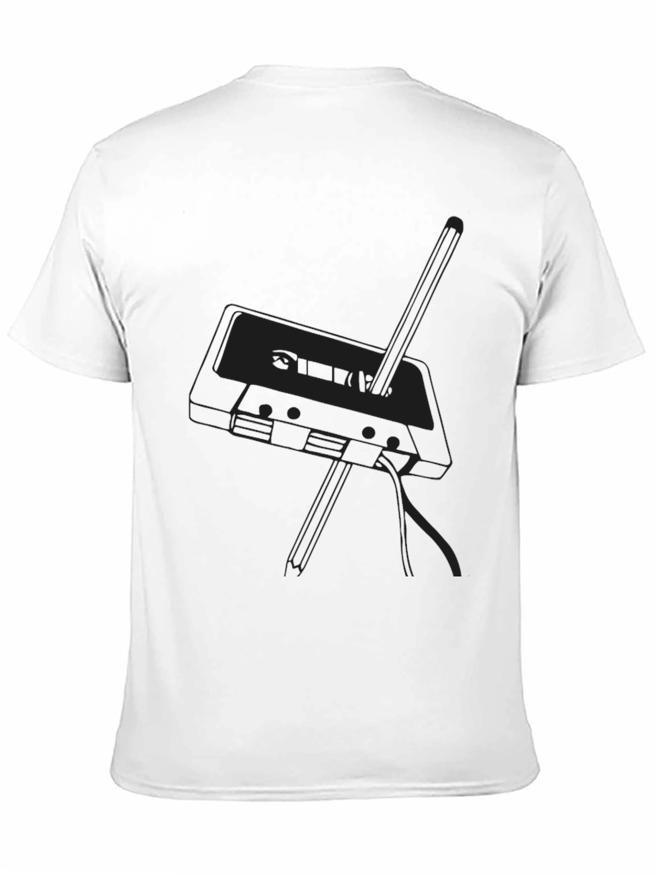 Retro Cassette Tape Graphic Tee - Black Cotton Blend