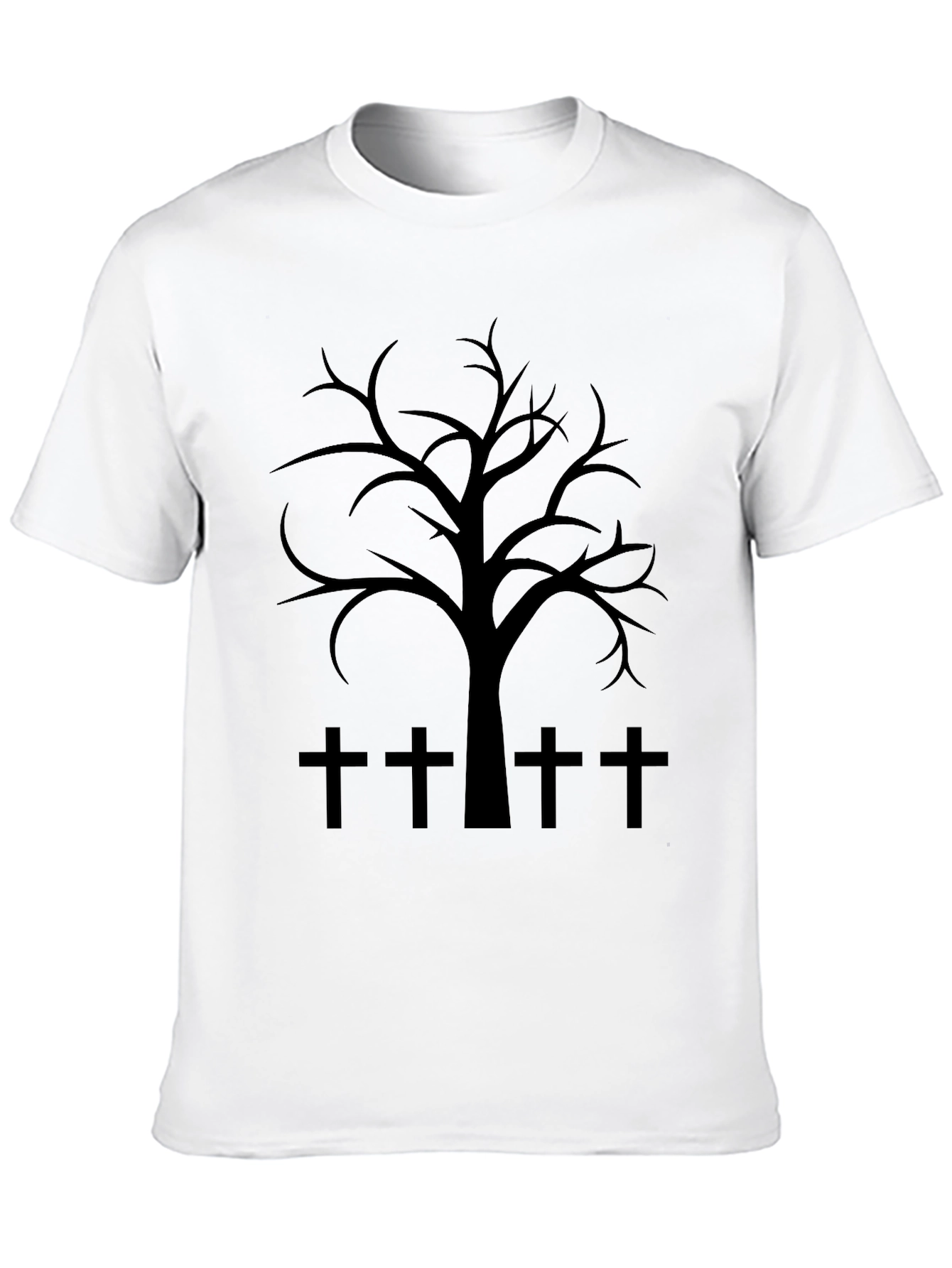 Spooky Tree & Cross Graphic T-Shirt