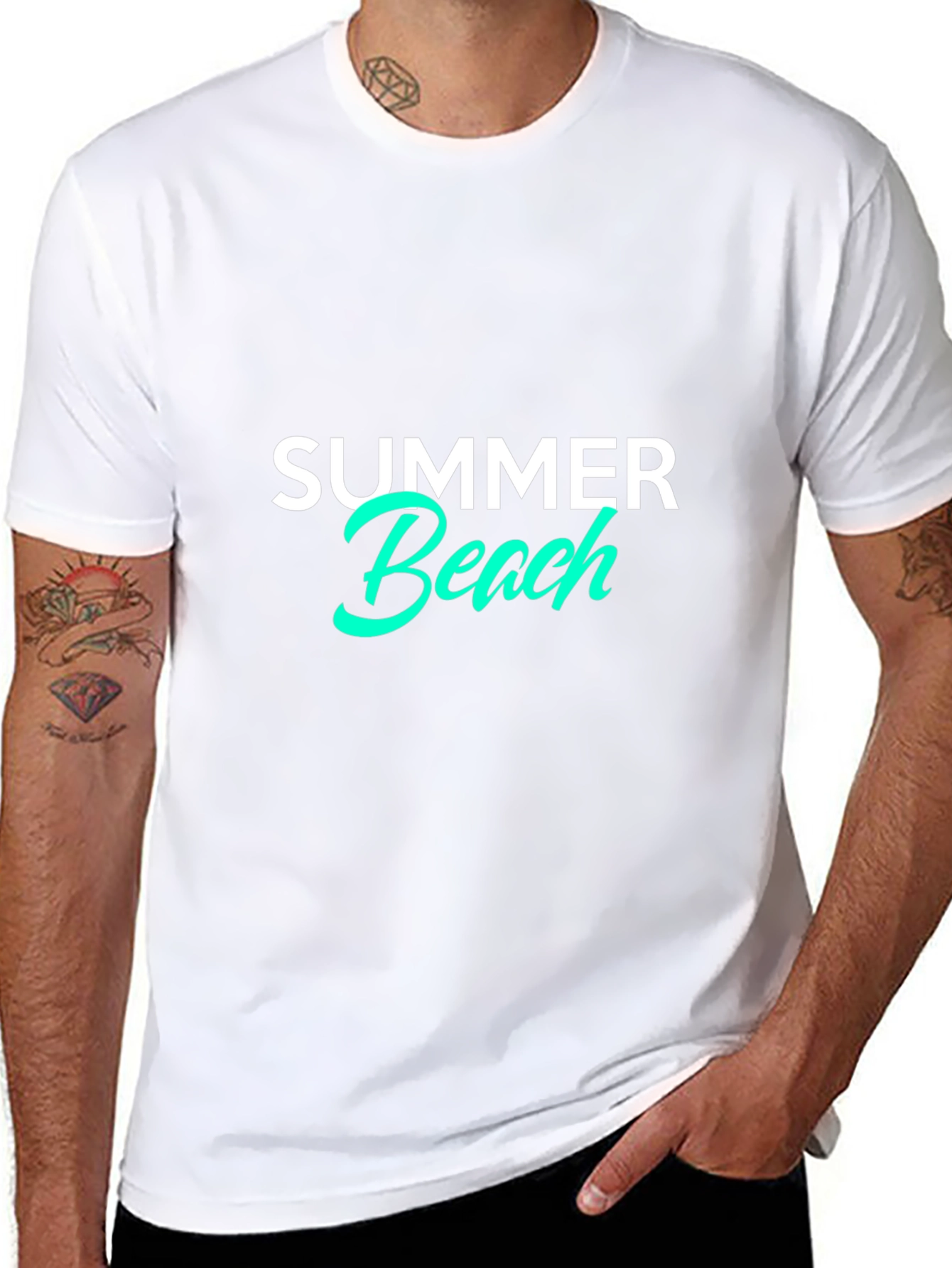 Summer Beach Graphic Tee - Casual Black T-Shirt
