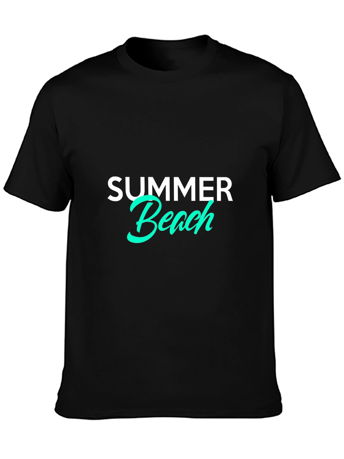 Summer Beach Graphic Tee - Casual Black T-Shirt
