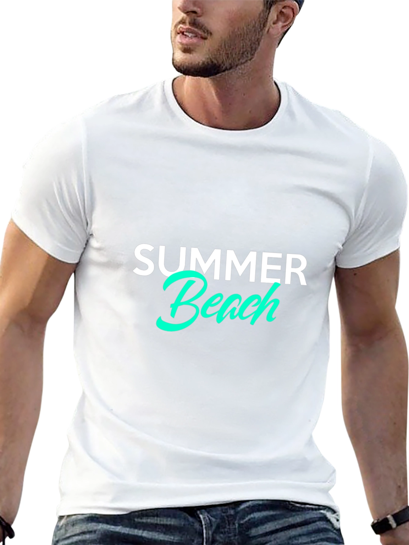 Summer Beach Graphic Tee - Casual Black T-Shirt