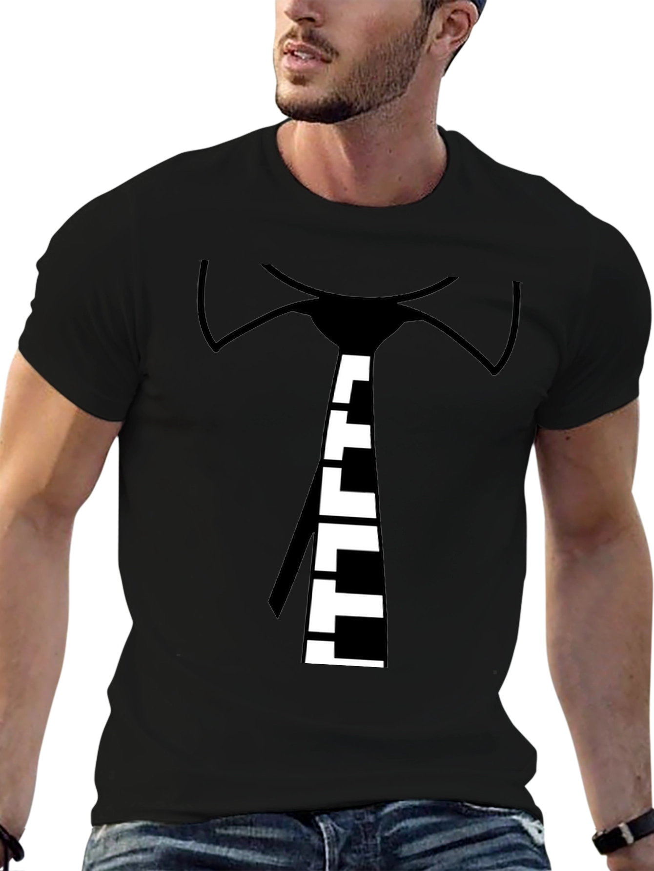 Piano Tie Graphic Black T-Shirt