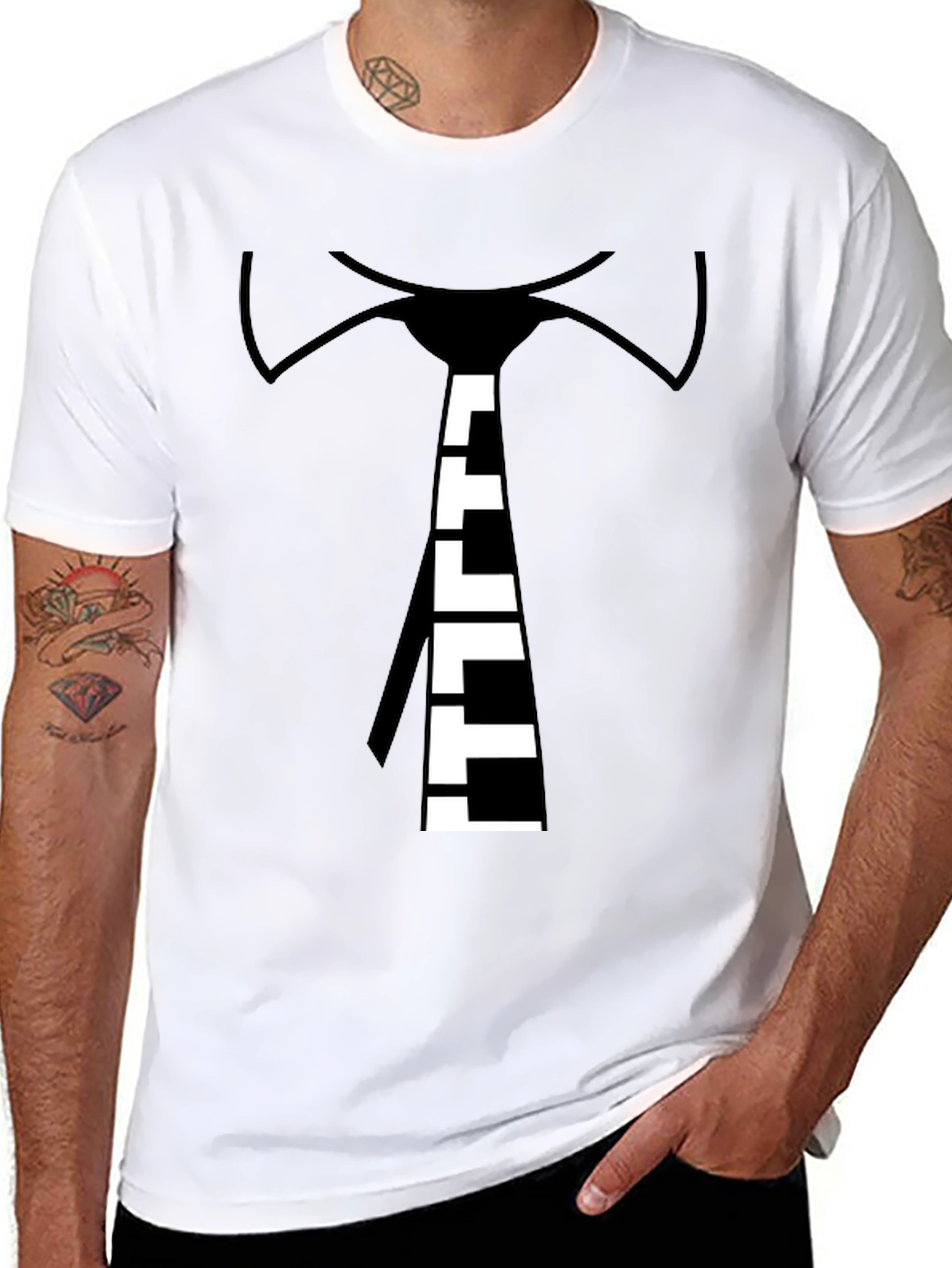 Piano Tie Graphic Black T-Shirt