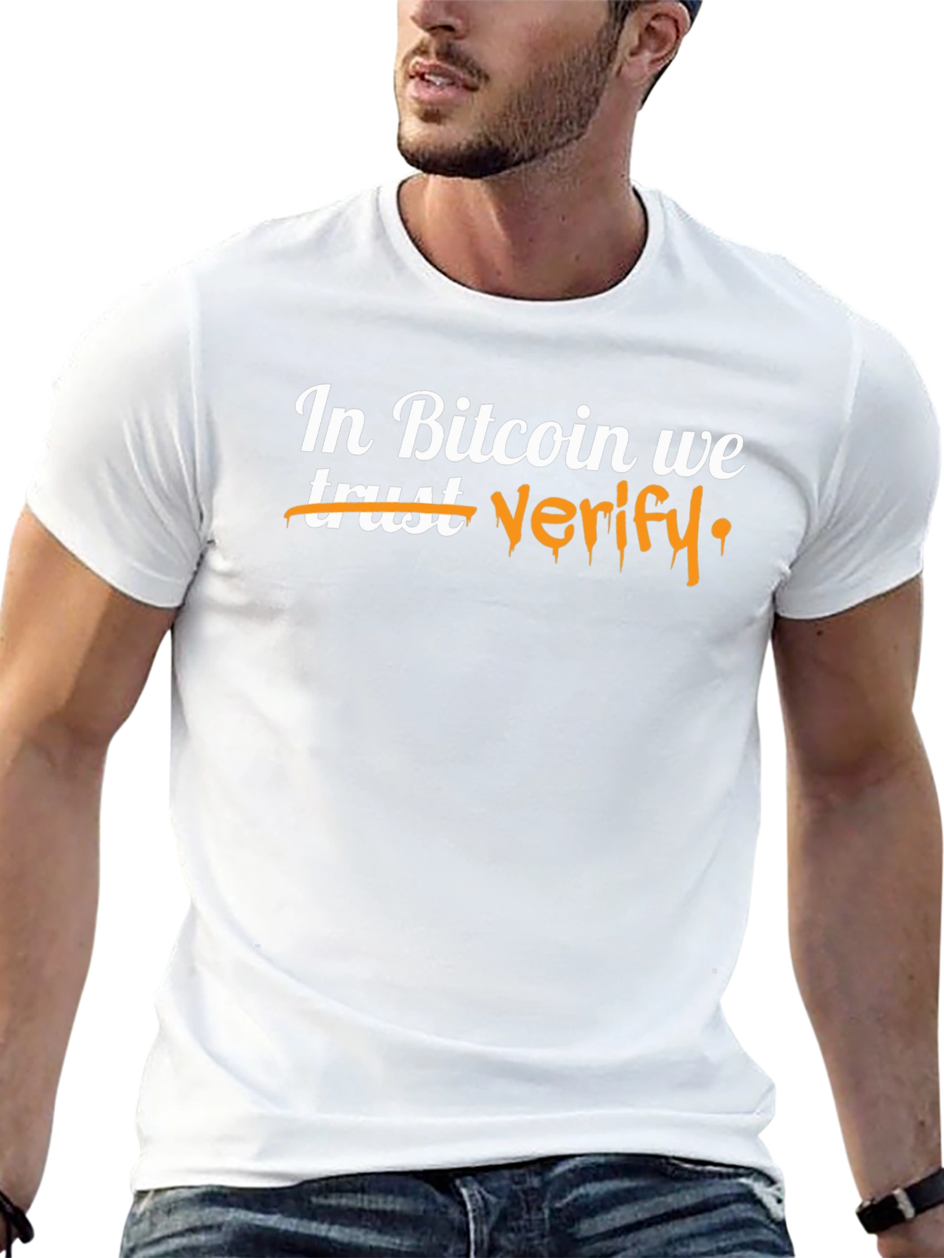 In Bitcoin We Verify Mens T-Shirt