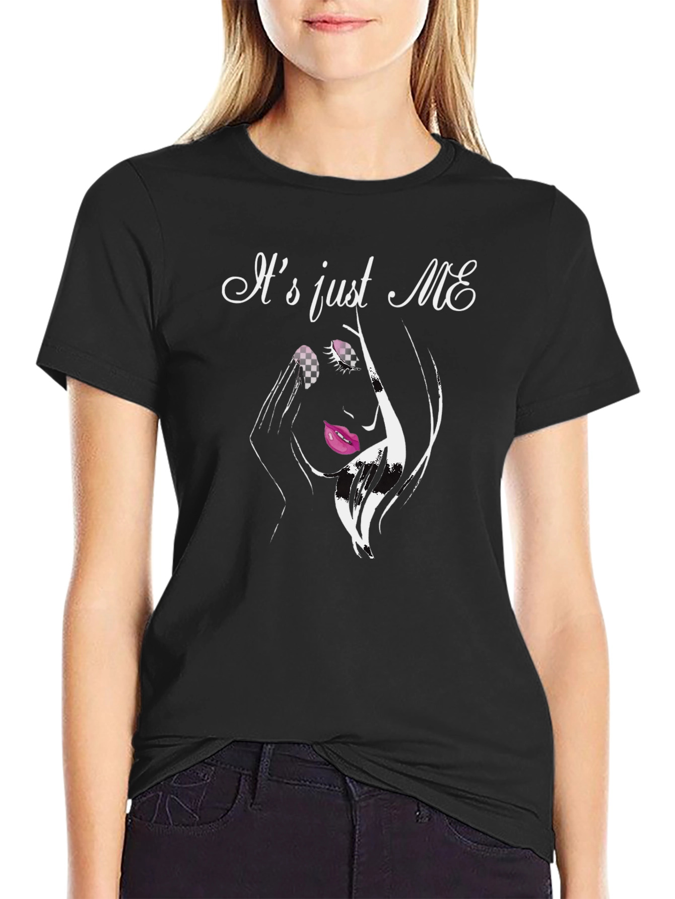 Its Just Me Graphic Tee - Trendy Black T-Shirt