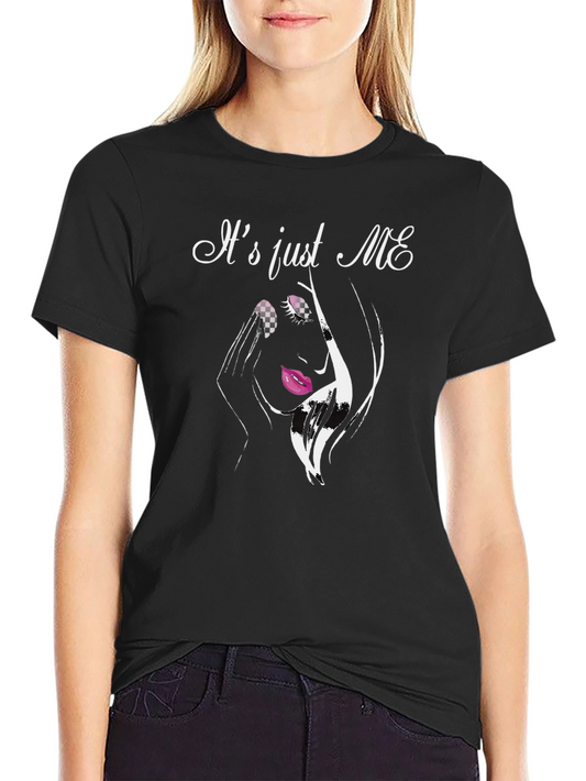 Its Just Me Graphic Tee - Trendy Black T-Shirt