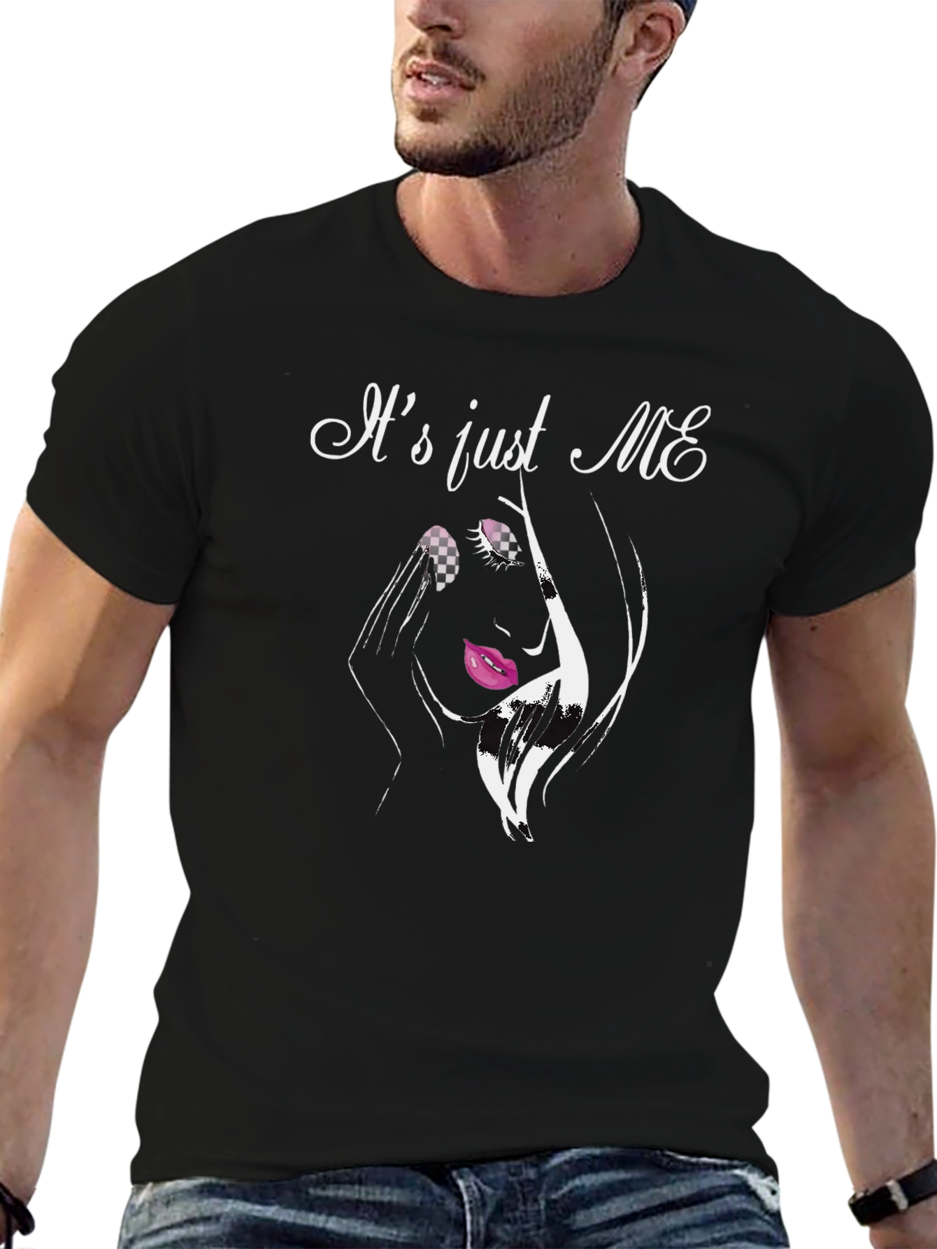 Its Just Me Graphic Tee - Trendy Black T-Shirt
