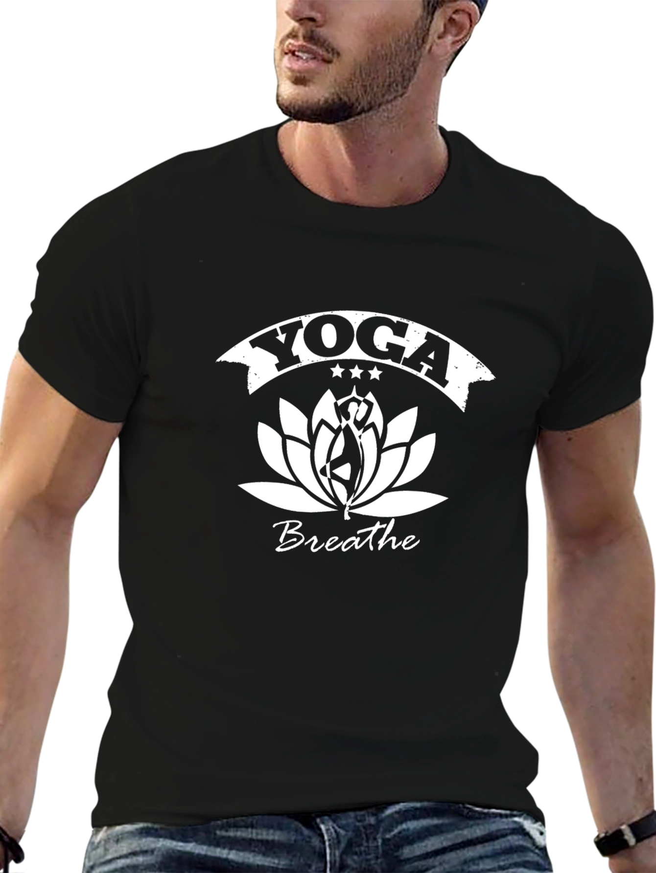 Yoga Breathe Graphic Tee - Mens Black T-Shirt