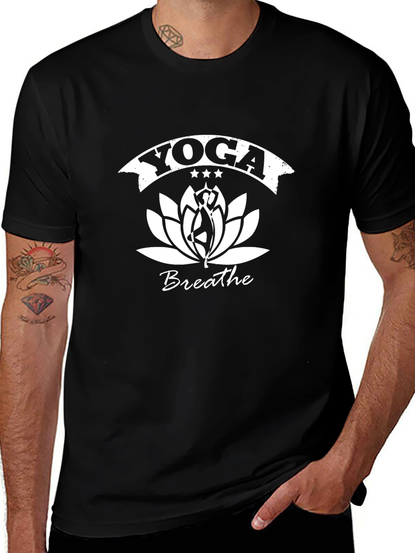 Yoga Breathe Graphic Tee - Mens Black T-Shirt