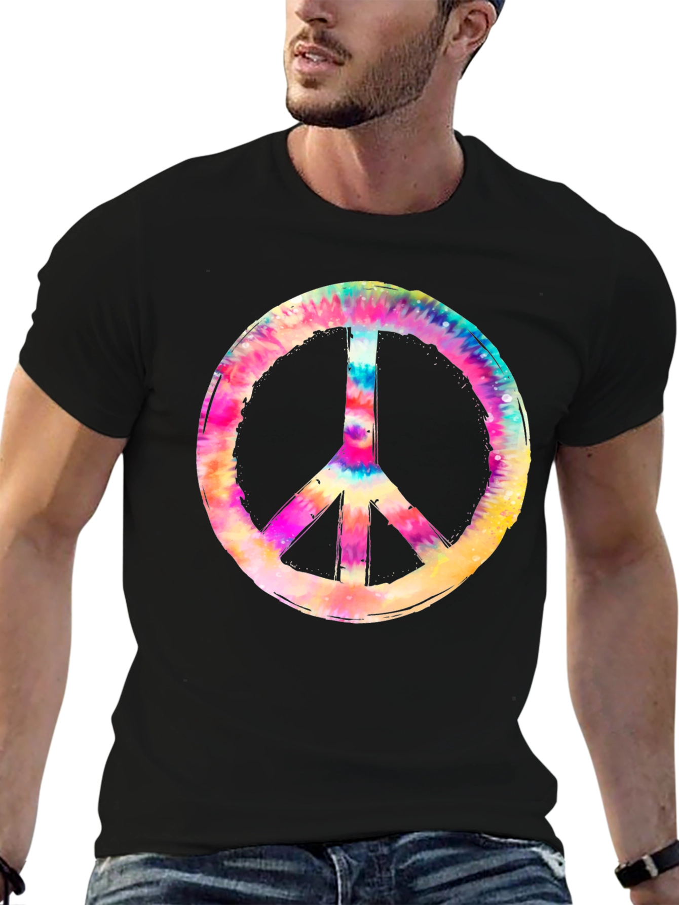 Tie-Dye Peace Sign Black T-Shirt