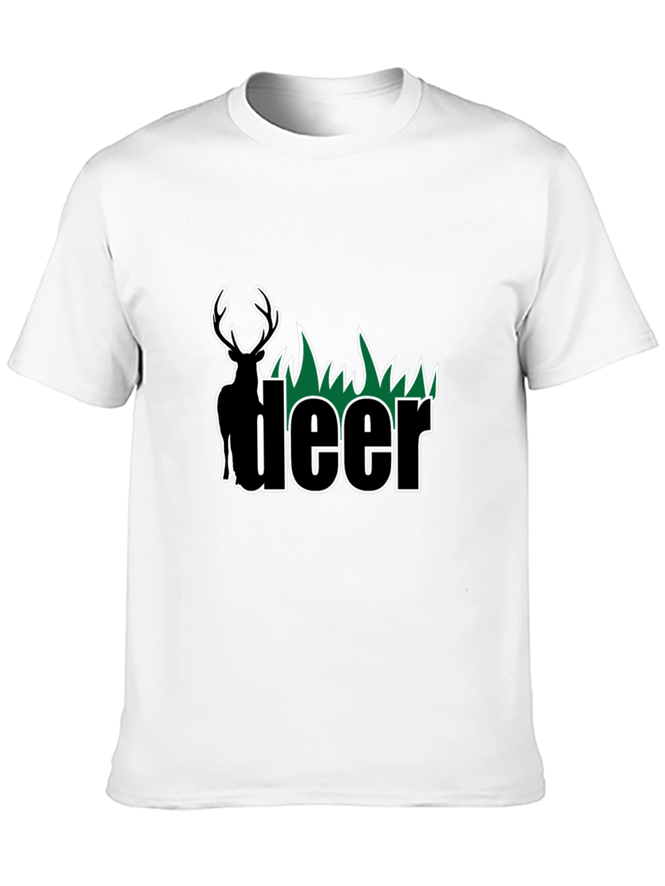 Deer Graphic Tee - Black Cotton Blend T-Shirt