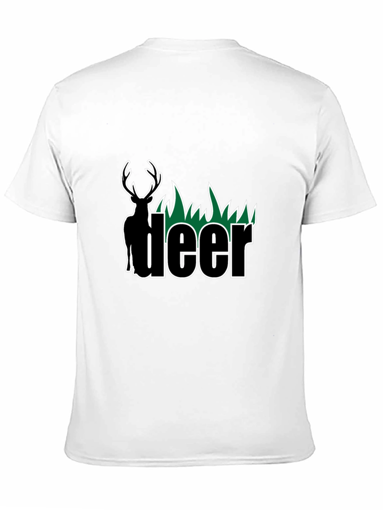 Deer Graphic Tee - Black Cotton Blend T-Shirt