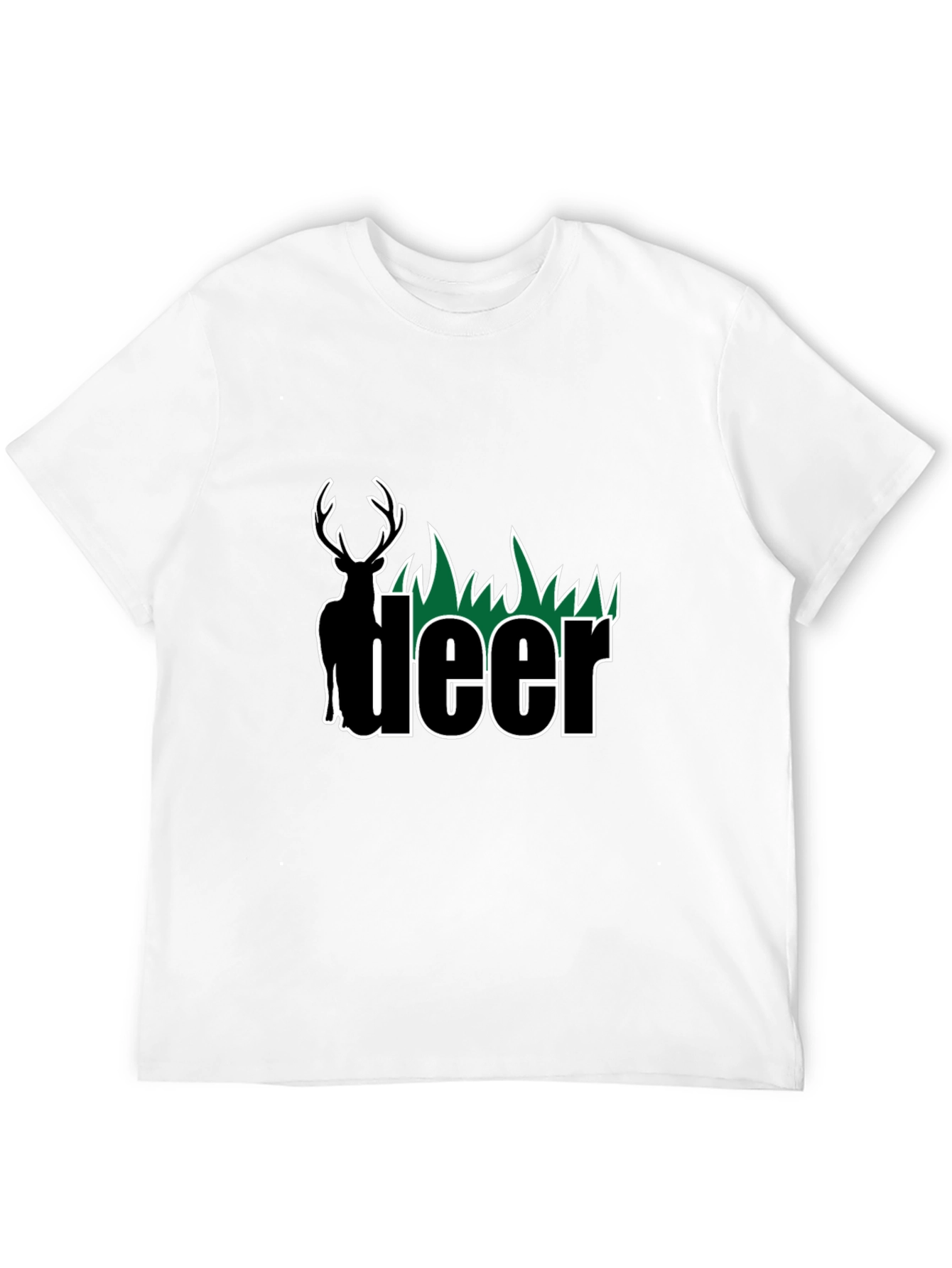 Deer Graphic Tee - Black Cotton Blend T-Shirt
