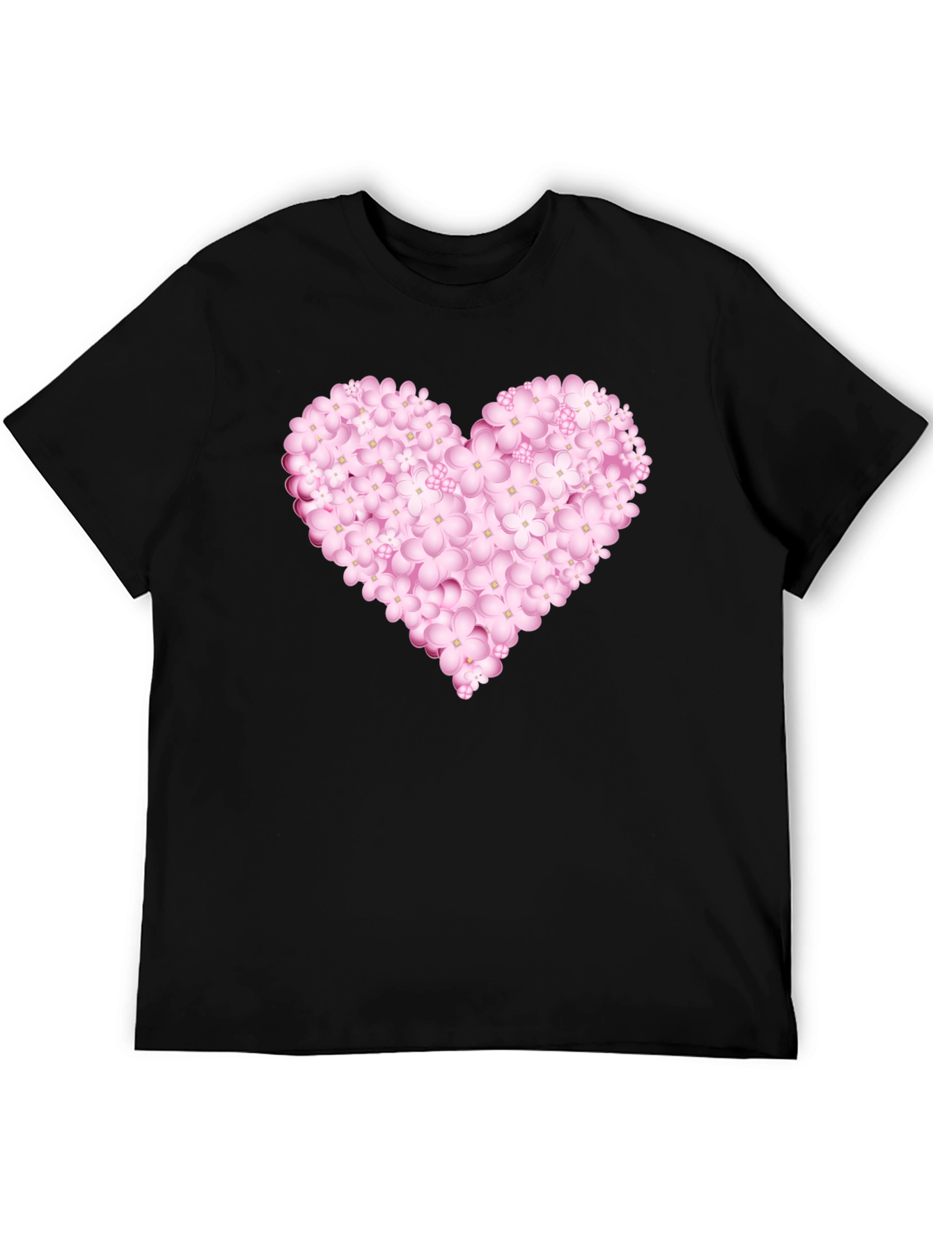 Floral Heart Graphic Black Tee