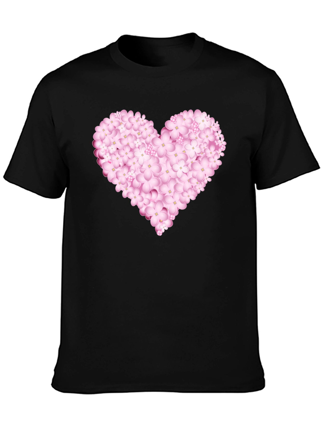 Floral Heart Graphic Black Tee