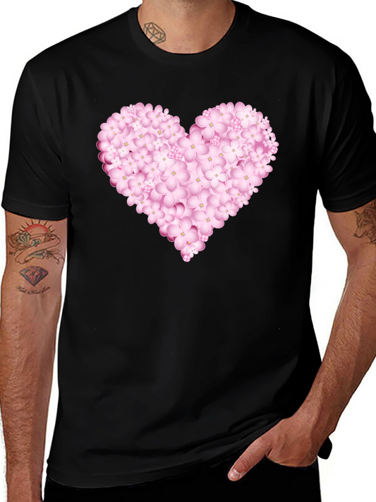 Floral Heart Graphic Black Tee