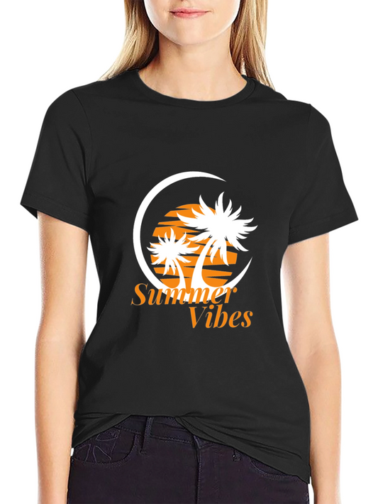 Summer Vibes Graphic Tee - Palm Tree Print