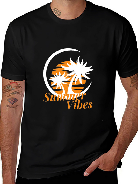 Summer Vibes Graphic Tee - Palm Tree Print