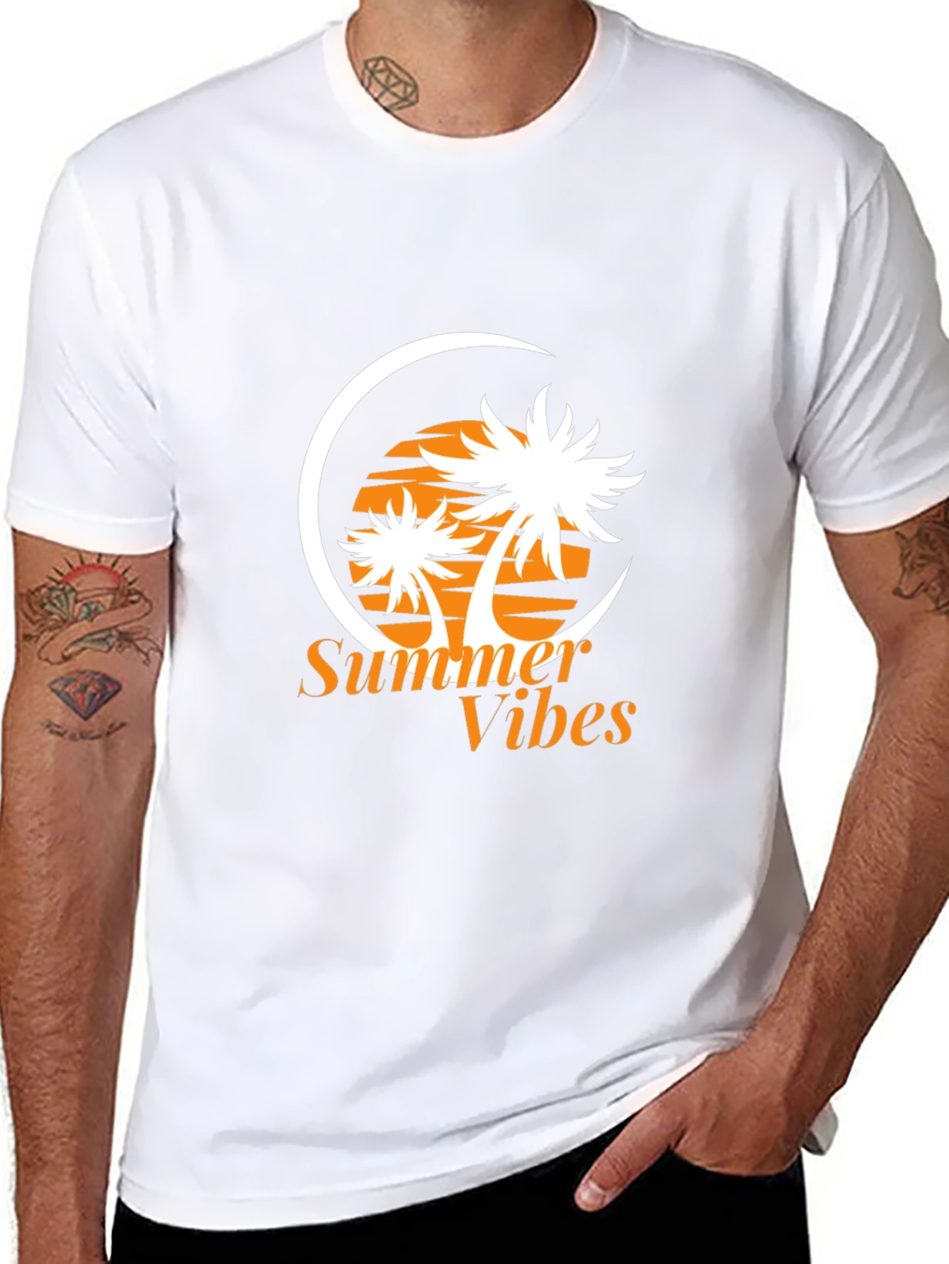 Summer Vibes Graphic Tee - Palm Tree Print