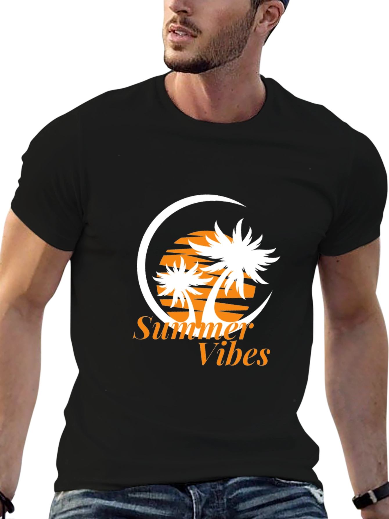 Summer Vibes Graphic Tee - Palm Tree Print