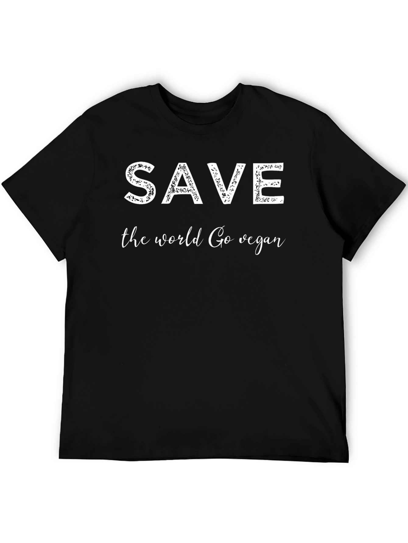 Save the World Go Vegan Black Graphic T-Shirt