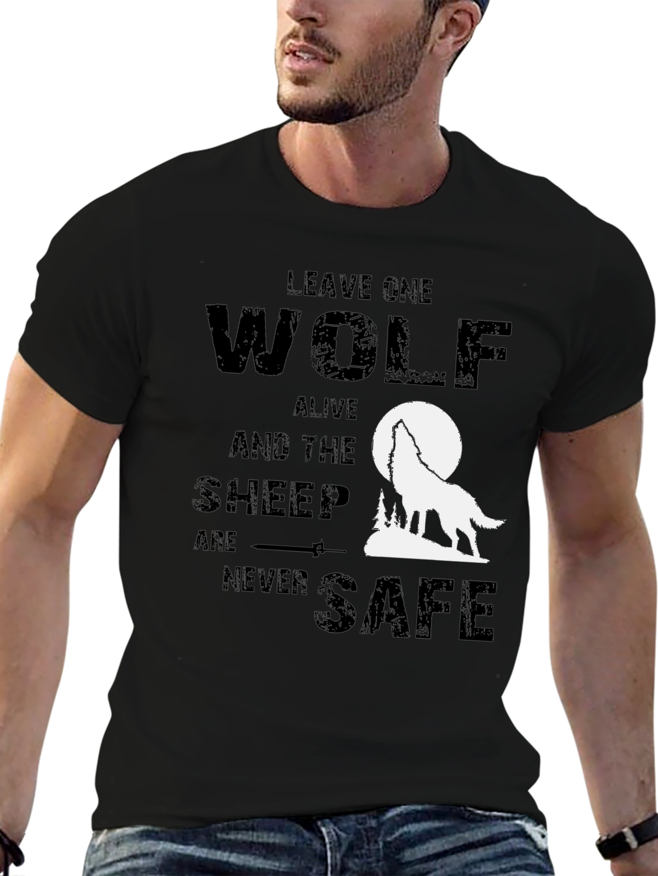 Wolf Graphic T-Shirt - Leave One Wolf Alive Tee