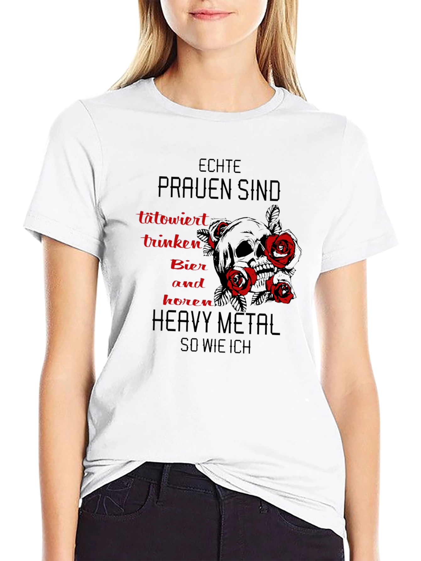 Echte Frauen Heavy Metal Skull Graphic T-Shirt