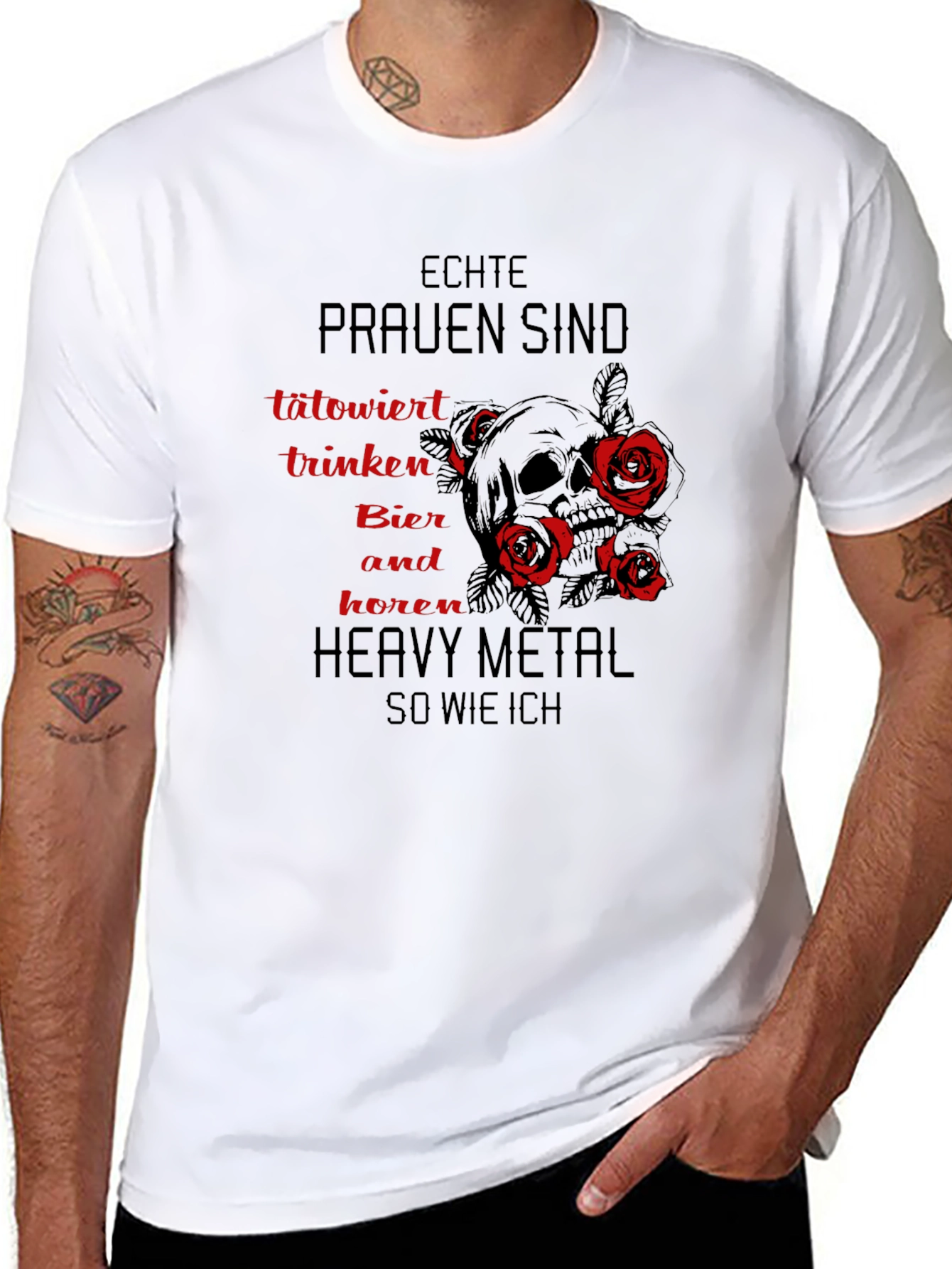 Echte Frauen Heavy Metal Skull Graphic T-Shirt
