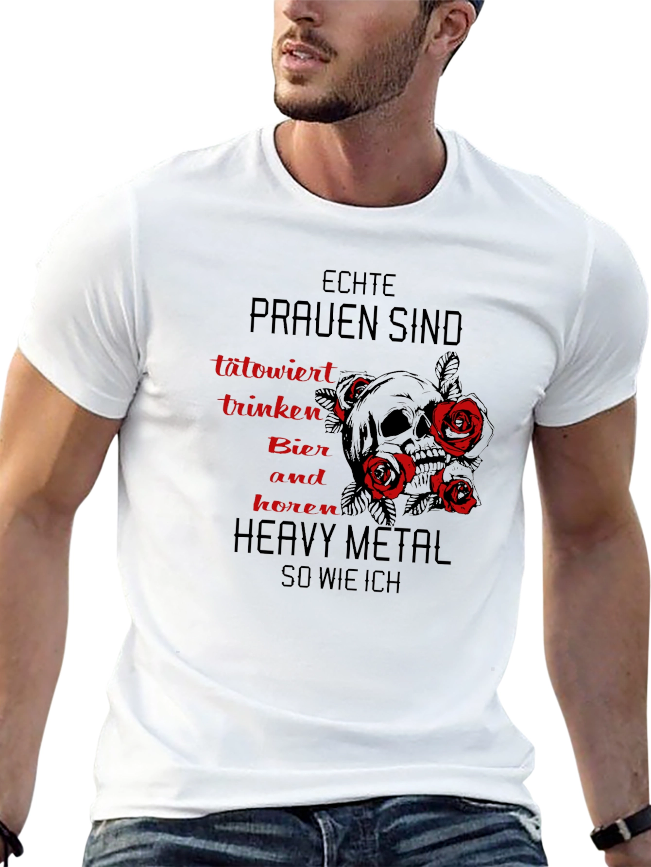 Echte Frauen Heavy Metal Skull Graphic T-Shirt