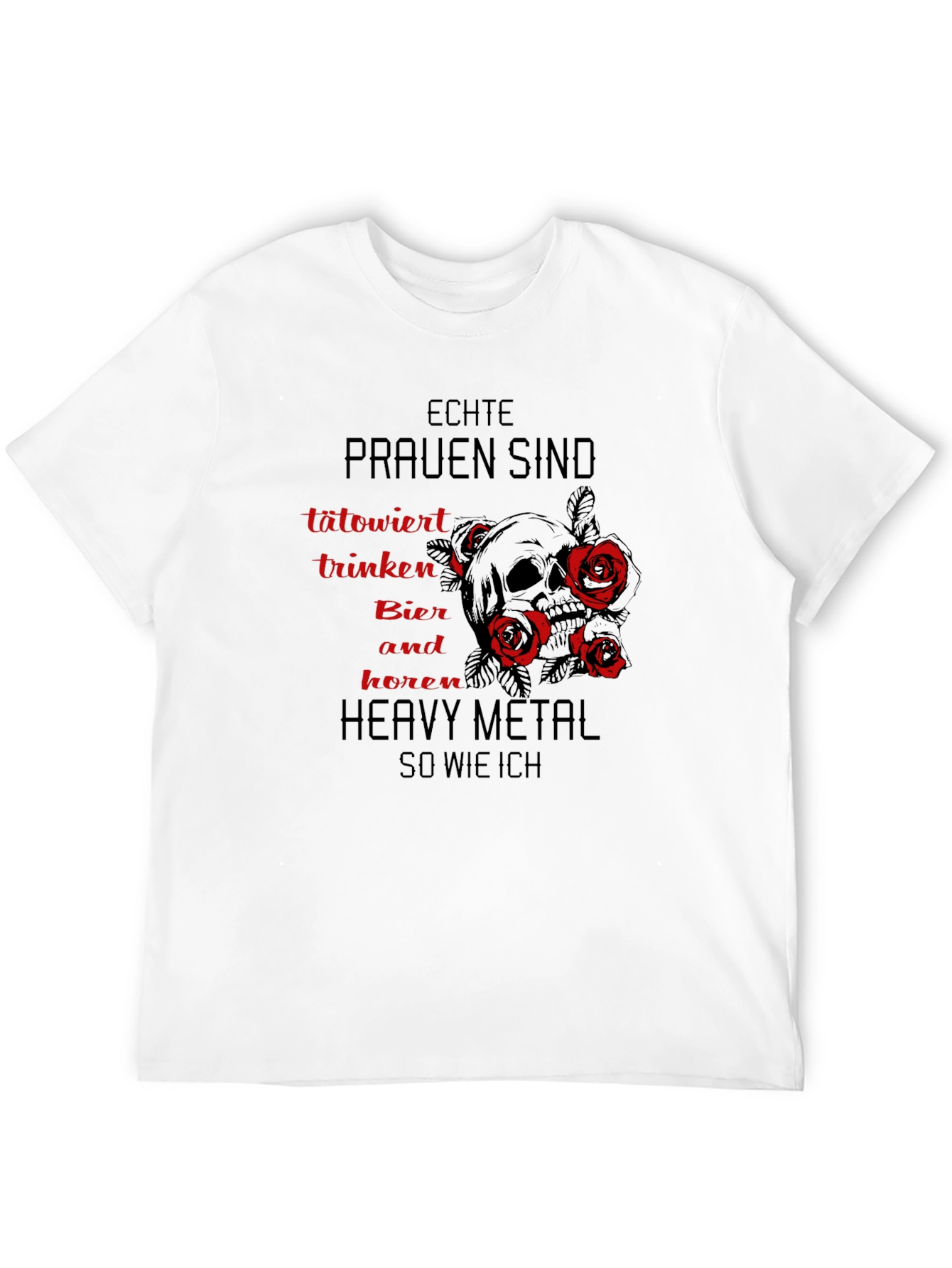 Echte Frauen Heavy Metal Skull Graphic T-Shirt