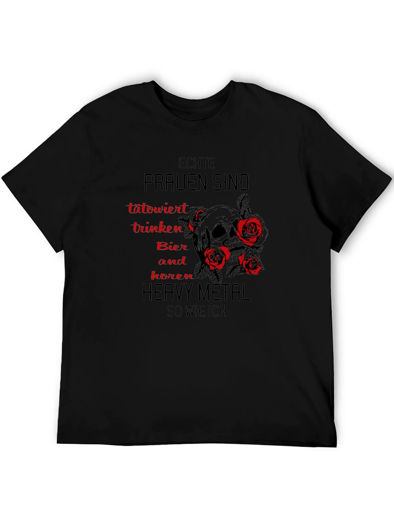 Echte Frauen Heavy Metal Skull Graphic T-Shirt