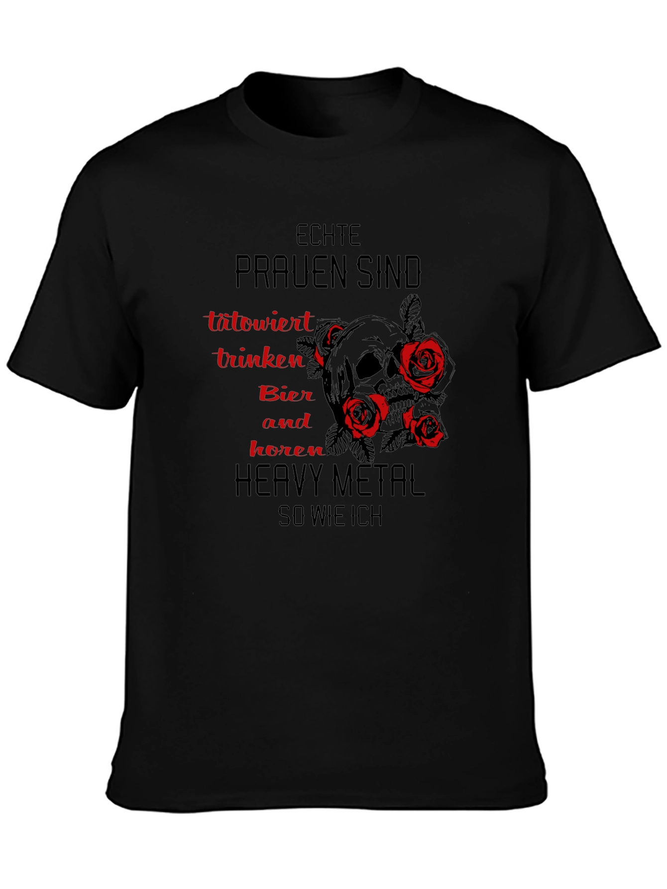 Echte Frauen Heavy Metal Skull Graphic T-Shirt