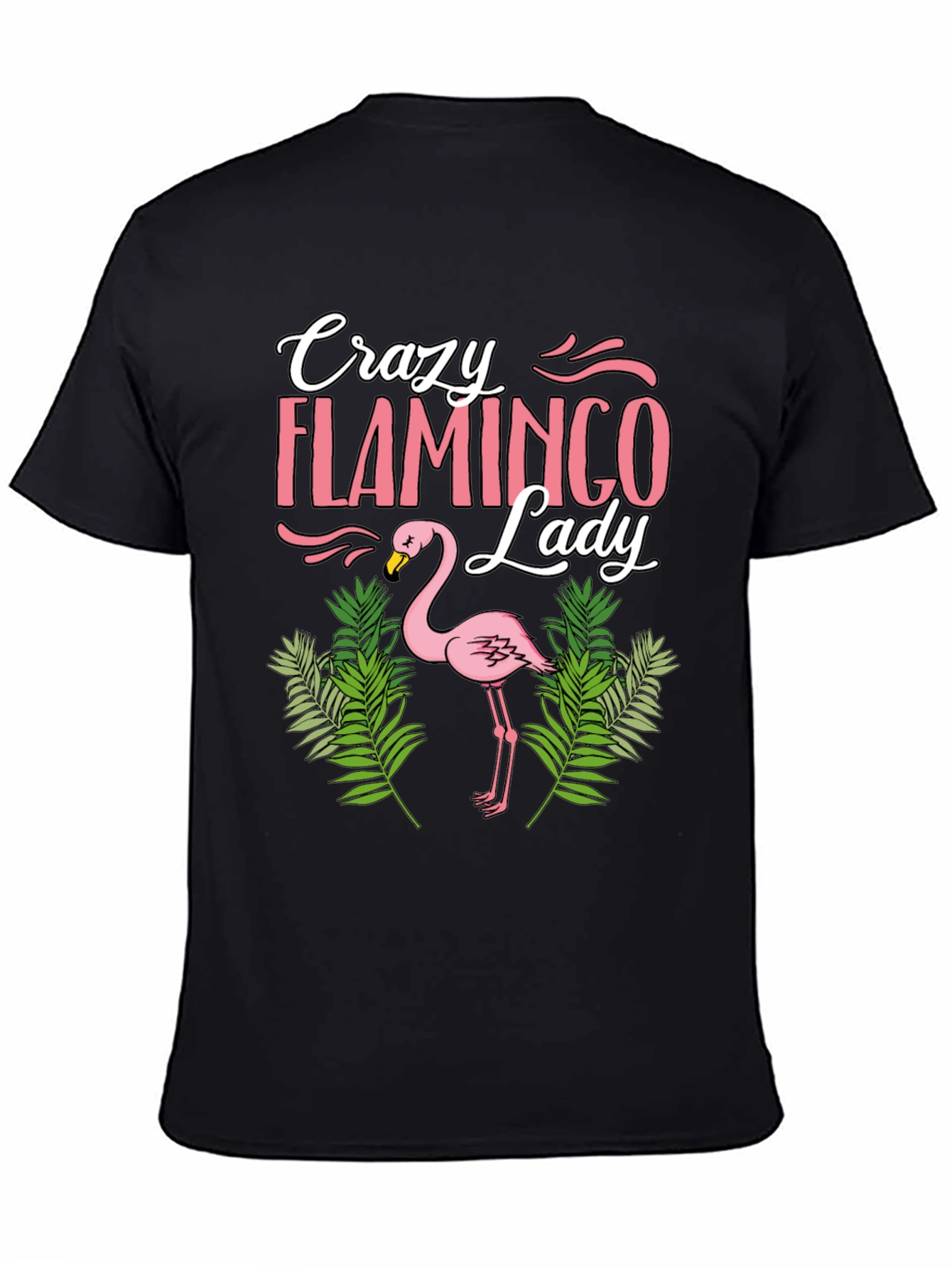 Crazy Flamingo Lady T-Shirt - Black