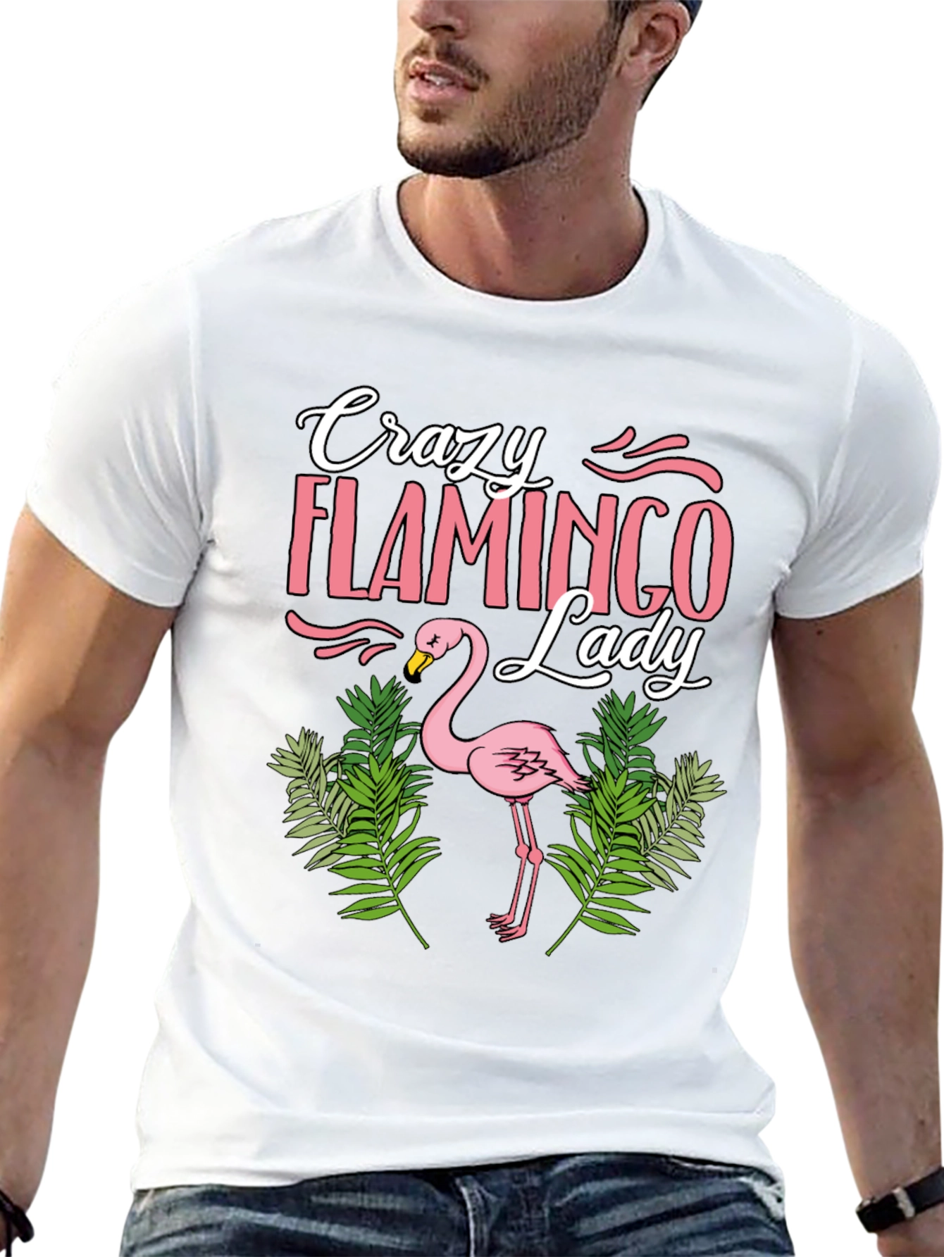 Crazy Flamingo Lady T-Shirt - Black