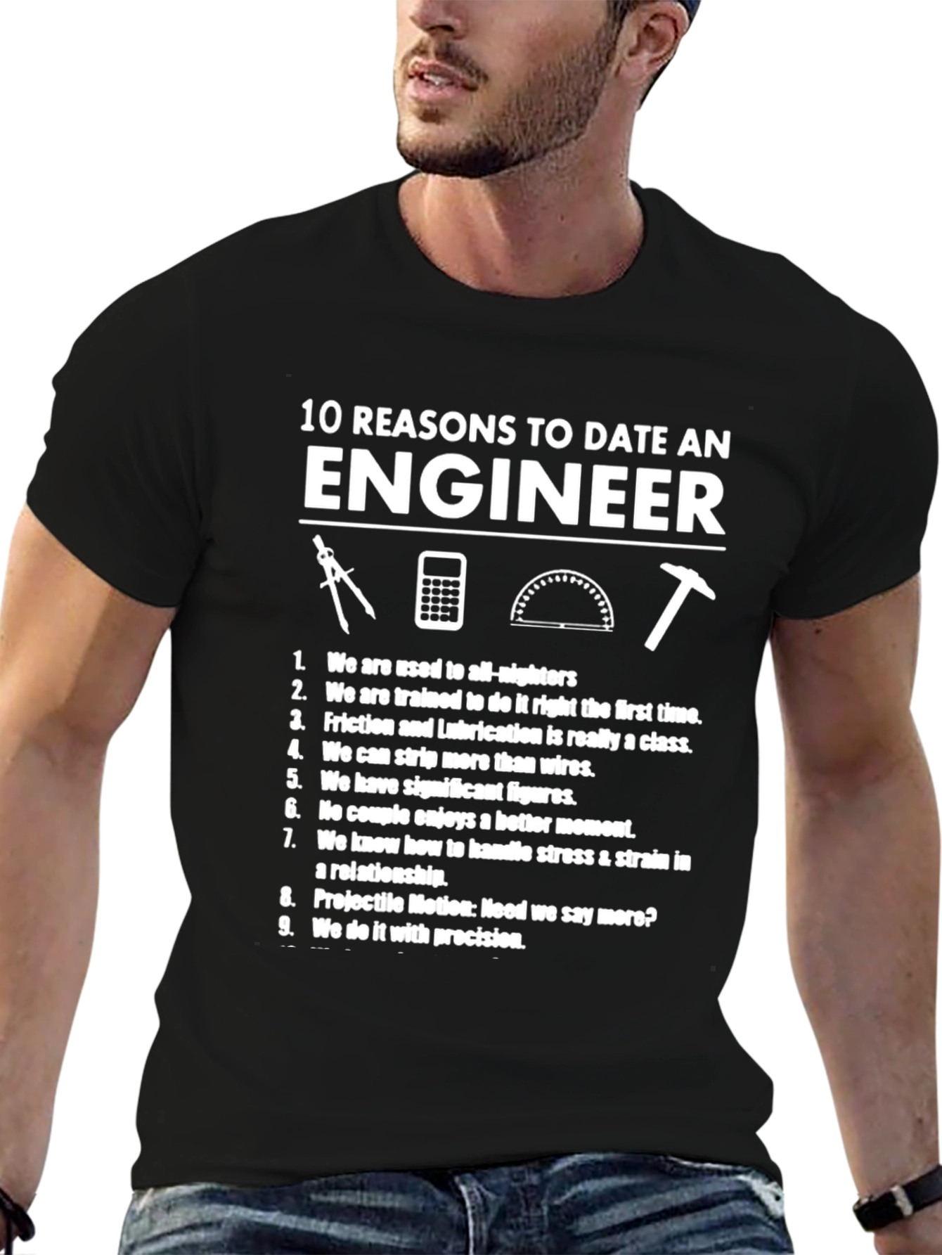 Date an Engineer Black T-Shirt