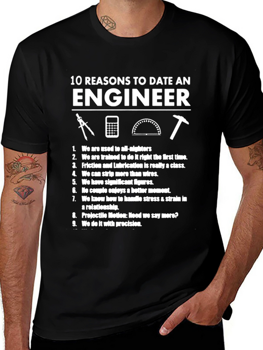 Date an Engineer Black T-Shirt