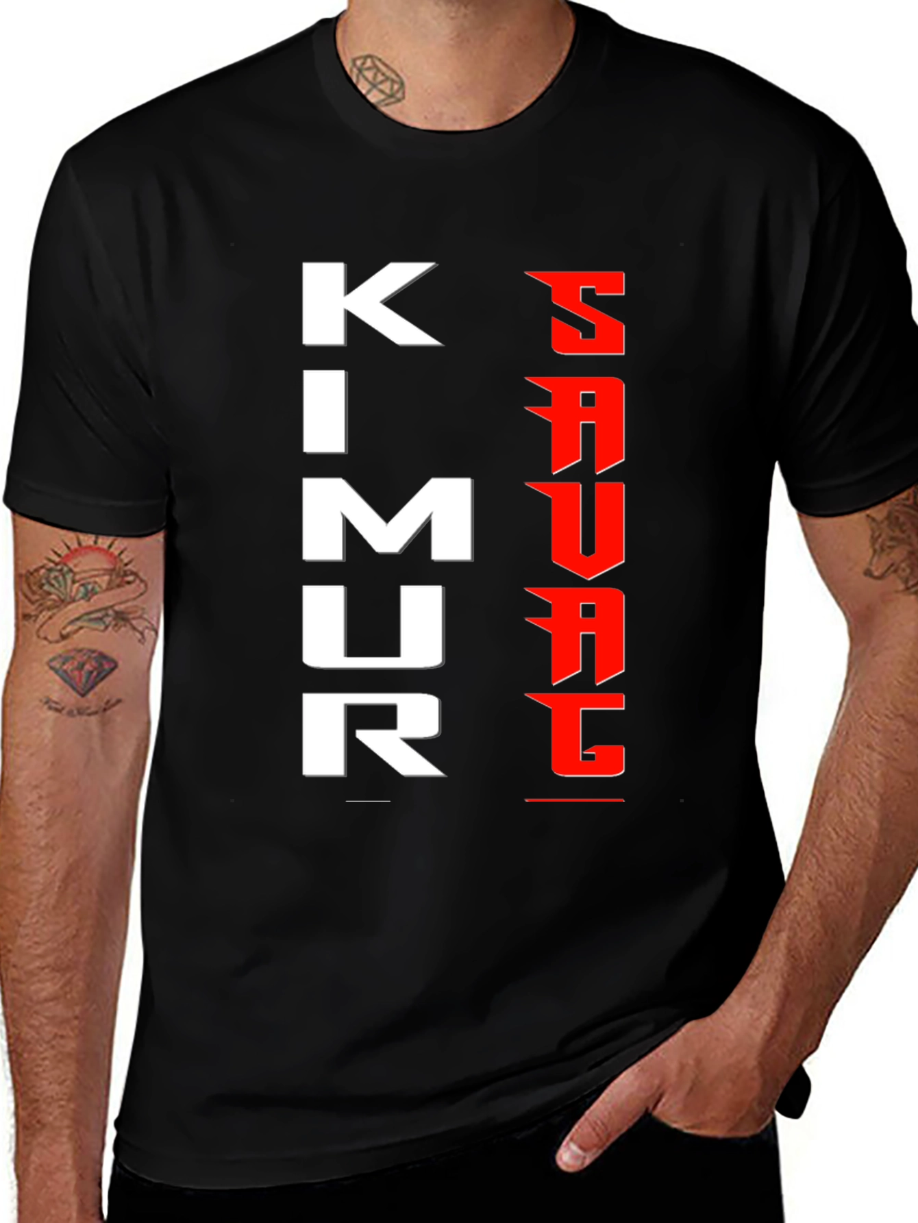 Kimurawear Black T-Shirt with Bold Graphic Design