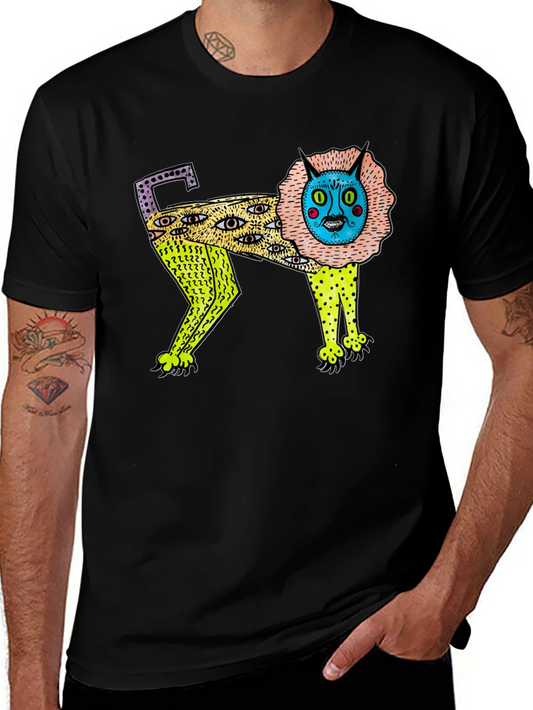Abstract Lion Graphic Print T-Shirt