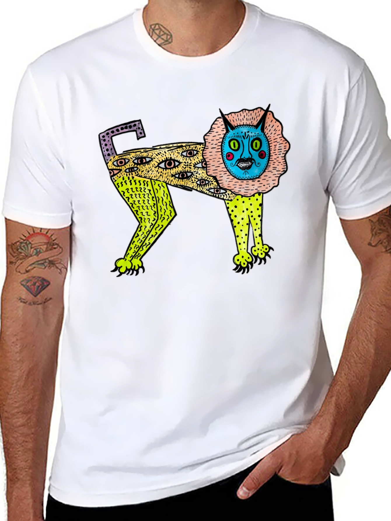 Abstract Lion Graphic Print T-Shirt