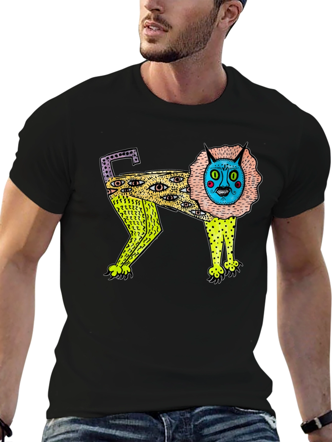 Abstract Lion Graphic Print T-Shirt